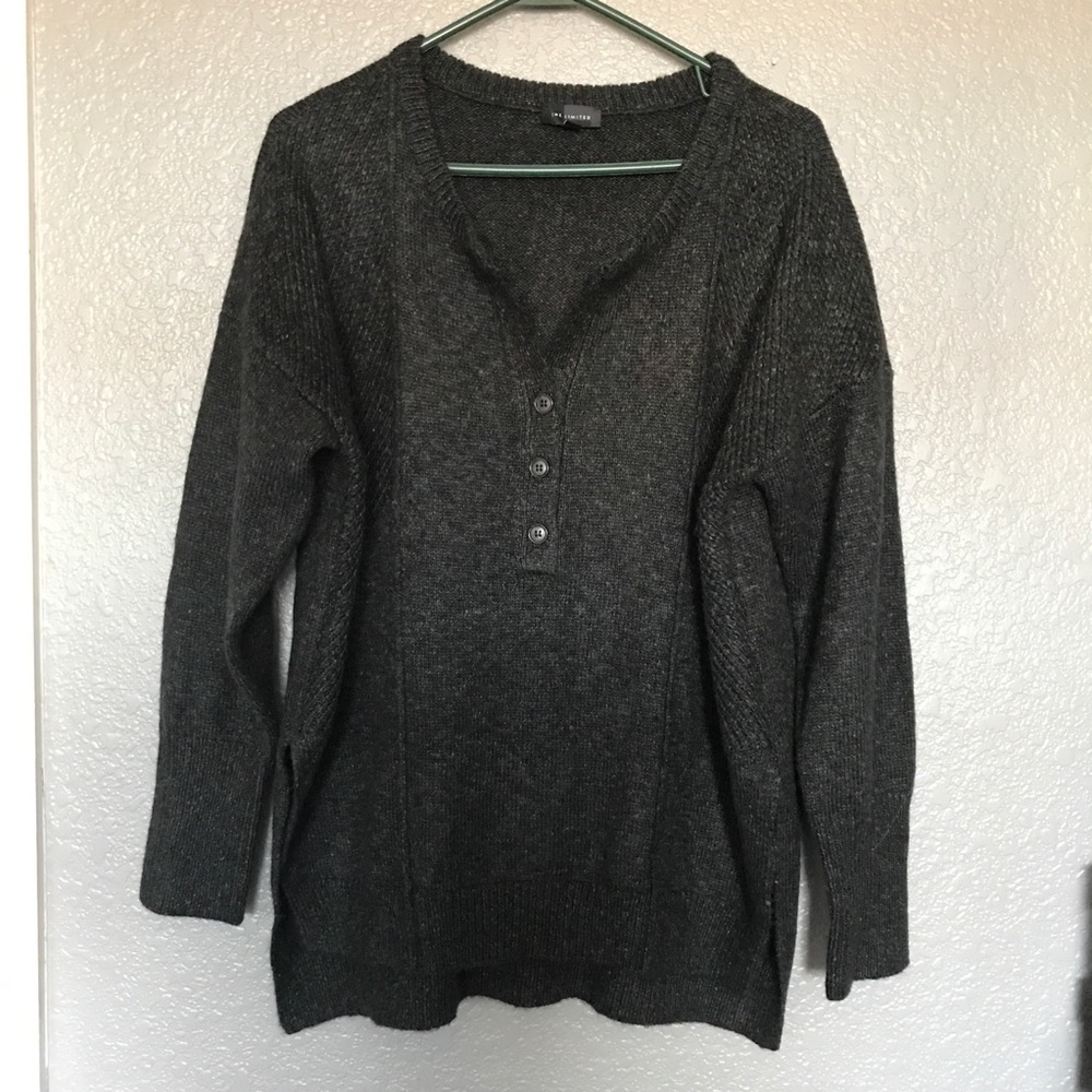 Charcoal grey textured sweater.